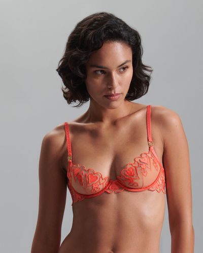 Harlow Heart Embroidered Bra Coral - Orange / 32A - Bluebella - US - Modalova