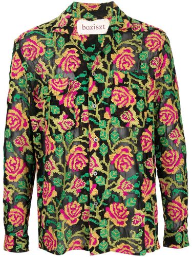 Floral-embroidery Cotton Shirt - Baziszt - Modalova