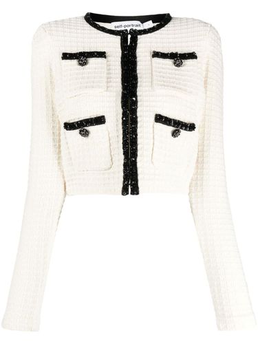 Structured Knit Cropped Cardigan - Self Portrait - Modalova