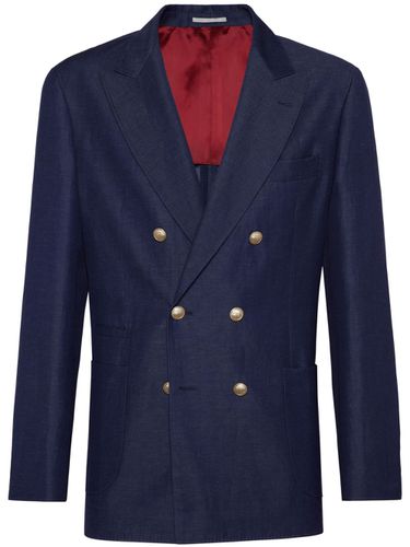 Wool And Linenc Blend Double-breasted Jacket - Brunello Cucinelli - Modalova
