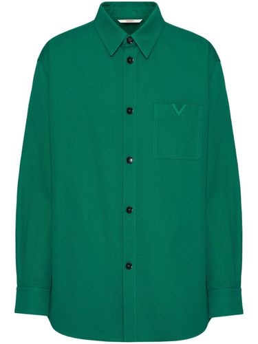 VALENTINO - V Detail Cotton Shirt - Valentino - Modalova