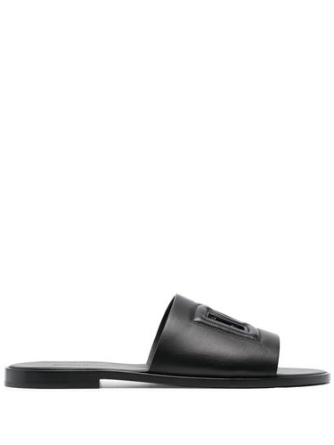 Dg Leather Flat Sandals - Dolce & Gabbana - Modalova