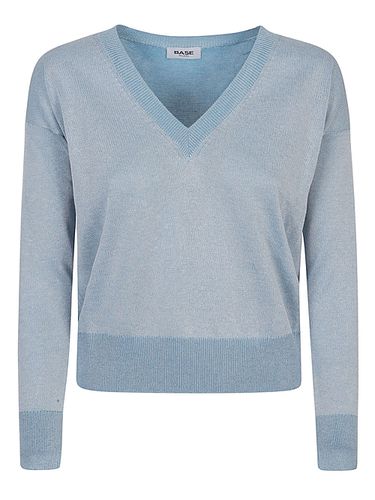 BASE - Cotton Blend V-neck Sweater - Base - Modalova