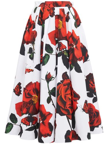 Rose Print Flared Midi Skirt - Alexander McQueen - Modalova