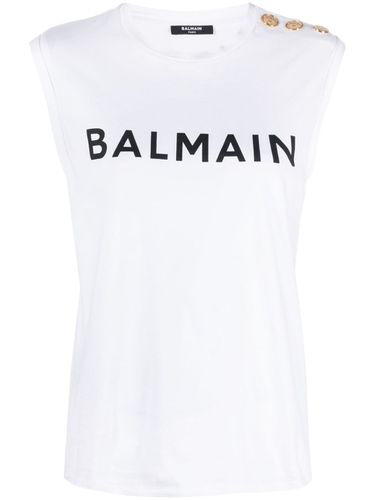 BALMAIN - Logo Orgnanic Cotton Top - Balmain - Modalova