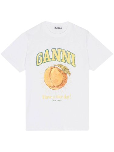 GANNI - Peach Cotton T-shirt - Ganni - Modalova