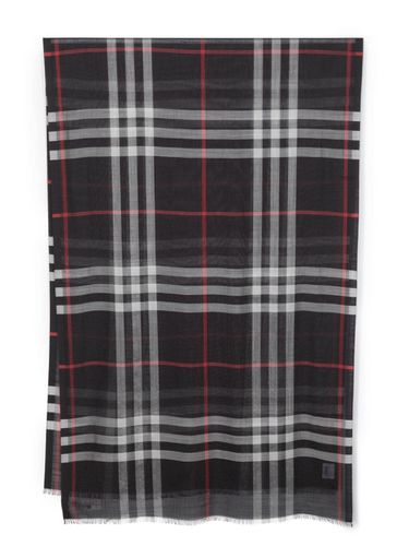 Check Wool And Silk Blend Scarf - Burberry - Modalova