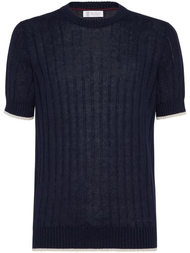 Linen And Cotton Short Sleeves Sweater - Brunello Cucinelli - Modalova
