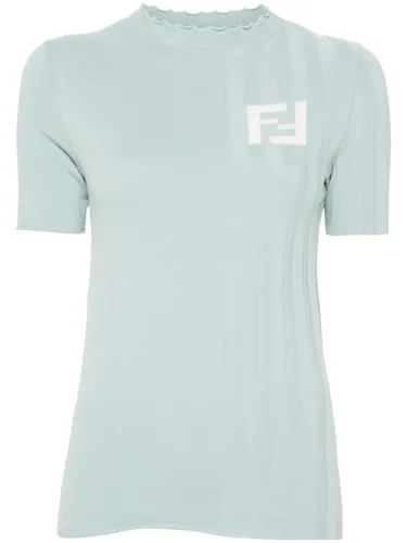 FENDI - Ribbed Cotton T-shirt - Fendi - Modalova