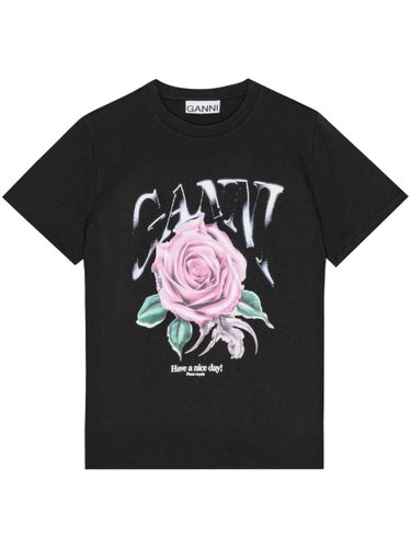 GANNI - Rose Organic Cotton T-shirt - Ganni - Modalova