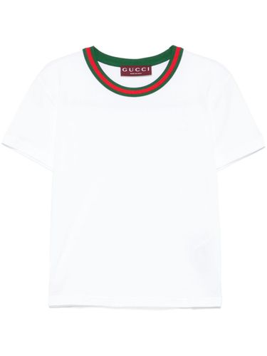 GUCCI - Web Detail Cotton T-shirt - Gucci - Modalova