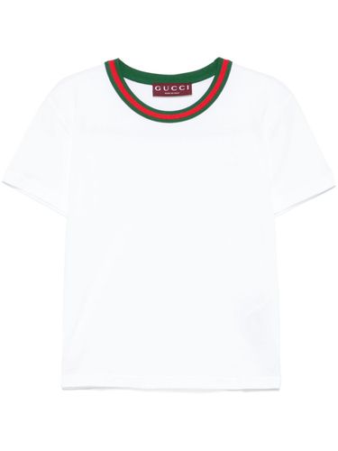 GUCCI - Web Detail Cotton T-shirt - Gucci - Modalova