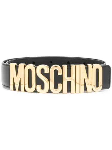 MOSCHINO - Leather Belt With Logo - Moschino - Modalova