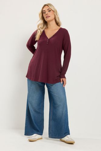 Top Évasé Rouge À Encolure Boutonnée Size 66-68 - Yours - Modalova