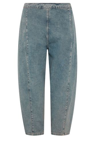 Jean Barrel Bleu Délavé À Coutures Apparentes Sur Le Devant Size 50 - Yours - Modalova