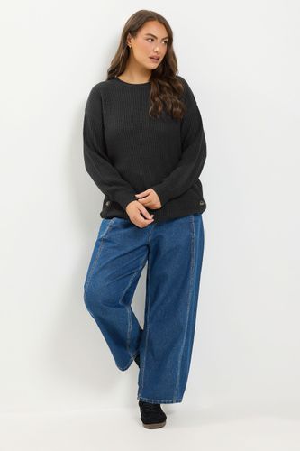 Pull Noir En Maille À Boutons Sur Le Côté Size 54-56 - Yours - Modalova