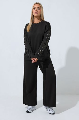 Pull Noir Avec Œillets À Liens Croisés En Satin Size 46 - Limited Collection - Modalova