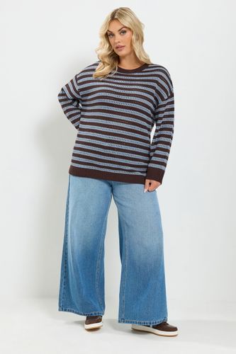 Pull Marron Et Bleu À Rayures Size 50-52 - Yours - Modalova
