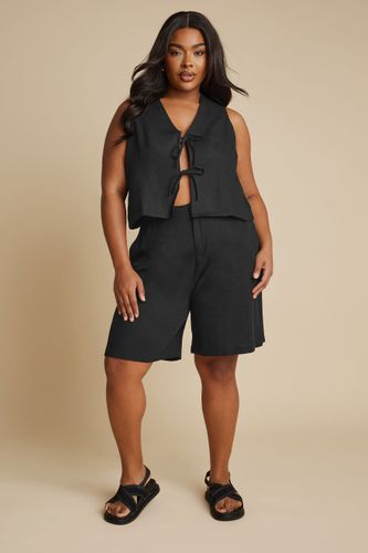 Gilet En Lin Noir Sans Manches À Noeuds Size 52 - Yours - Modalova
