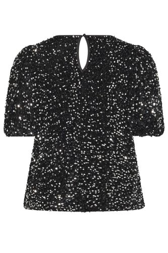 Top Noir À Sequins Et Manches Bouffantes Size 46 - Limited Collection - Modalova