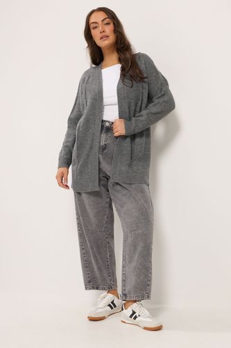 Cardigan Gris En Maille Torsadée Size 46-48 - Yours - Modalova