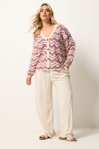 Cardigan Rouge À Détails Pointelle Zigzag Size 46-48 - Yours - Modalova