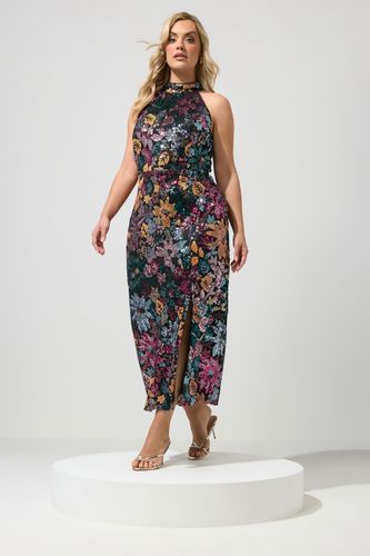 Robe Longue À Sequins Floraux Orange Et Rose Size 54-56 - Yours London - Modalova