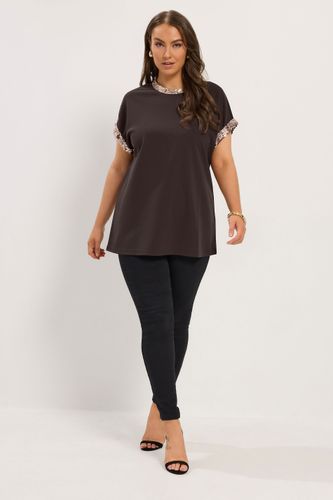 Tshirt Marron Chocolat Bordé De Sequins Size 40 - Yours - Modalova