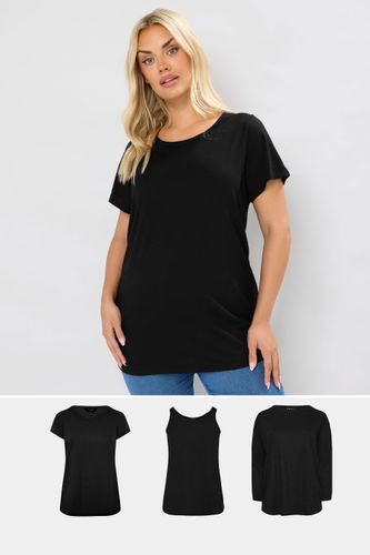 Lot De 3 Tshirts Noirs Essentiels Size 48 - Yours - Modalova