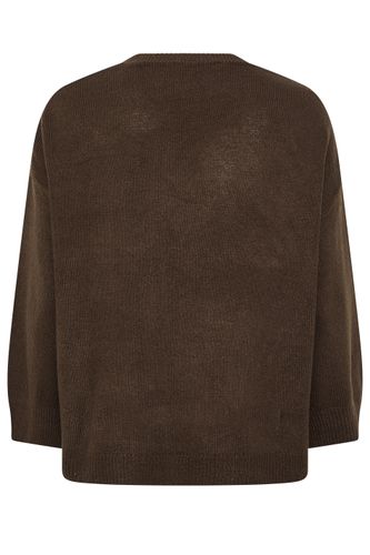Pull Marron Chocolat En Maille Avec Col En V En Dentelle Size 62-64 - Yours - Modalova