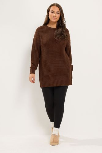 Pull Long En Maille Gaufrée Marron Size 62-64 - Yours - Modalova