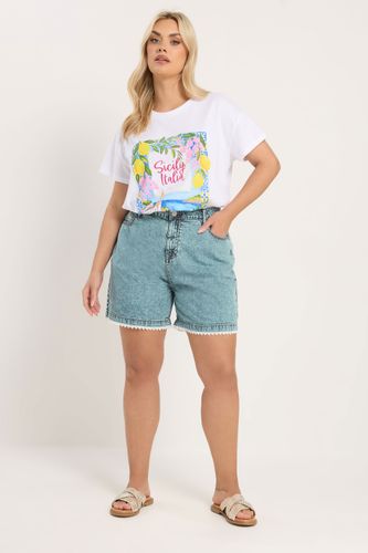 Short En Jean Bleu À Bords Festonnés Size 42 - Yours - Modalova