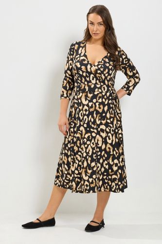 Robe Cachecœur Noire À Imprimé Animalier Size 58-60 - Yours - Modalova