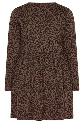 Robe Courte À Basque Et Imprimé Léopard Marron Size 54-56 - Yours - Modalova