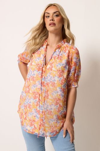 Blouse Blanche À Fleurs Avec Col Volanté Size 44 - Yours - Modalova