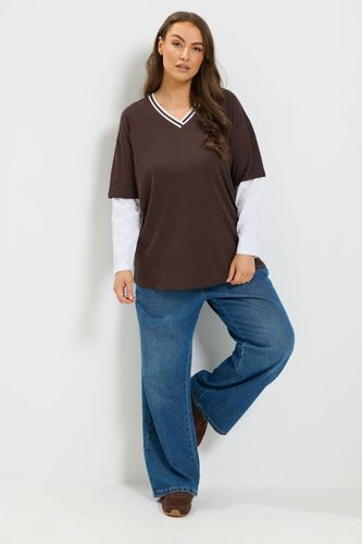 Top Patineuse 2 En 1 En Coton Marron Chocolat Size 48 - Yours - Modalova