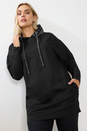 Sweat À Capuche À Œillets Noir Et Doré À Bordure Scintillante Size 46 - Yours - Modalova