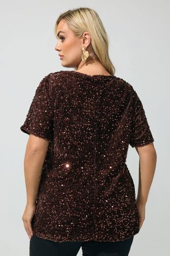 Tshirt Marron Chocolat En Velours À Sequins Size 44 - Yours London - Modalova