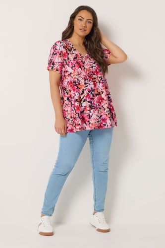 Top En Broderie Anglaise À Fleurs Rose Et Noir Size 66-68 - Yours - Modalova