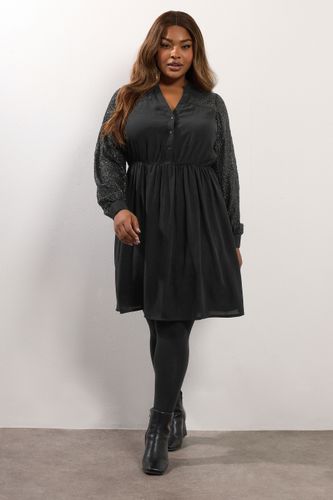 Robe Courte Noire À Sequins Et Col Cranté Size 44 - Yours - Modalova