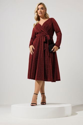 Robe Cachecœur Rouge Métallisé Size 42 - Yours London - Modalova