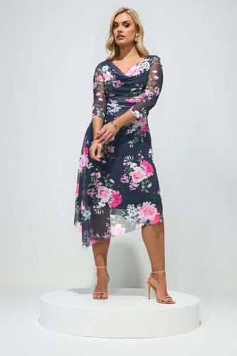 Robe Asymétrique Bleu Marine À Fleurs Size 50 - Yours London - Modalova