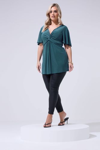 Haut Bleu Sarcelle Avec Nœud Sur Le Devant Size 40 - Yours London - Modalova