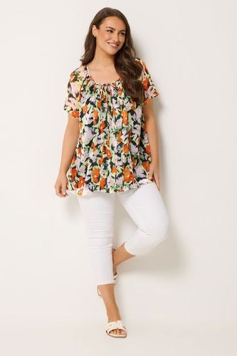 Blouse Et Rose À Fleurs Avec Plis Nervurés Size 42 - Yours - Modalova