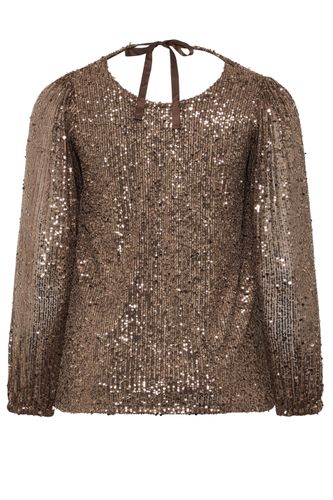 Plus Size Chocolate All Over Sequin Long Sleeve Top Size 40 - Yours - Modalova