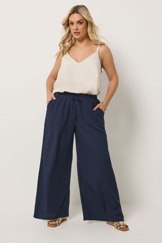 Pantalon Large Bleu Marine Texturé Size 54-56 - Yours - Modalova