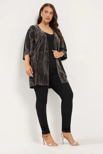 Kimono Marron Chocolat En Panne De Velours Size 46 - Yours - Modalova