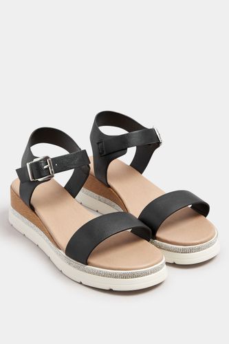 Sandales Noires À Strass & Boucles Pieds Larges E & Extra Larges Eeesize 41EEE - Yours - Modalova