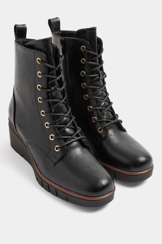 Bottines Compensées Noires À Lacets, Wide E Et Extra Wide Eee Fitsize 37E - Yours - Modalova