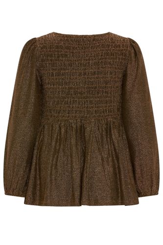 Top Péplum Froncé Doré Scintillant Size 40 - Yours - Modalova